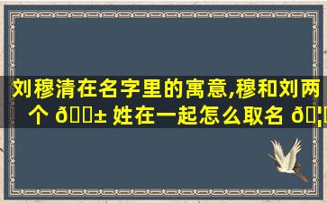 刘穆清在名字里的寓意,穆和刘两个 🐱 姓在一起怎么取名 🦈 字